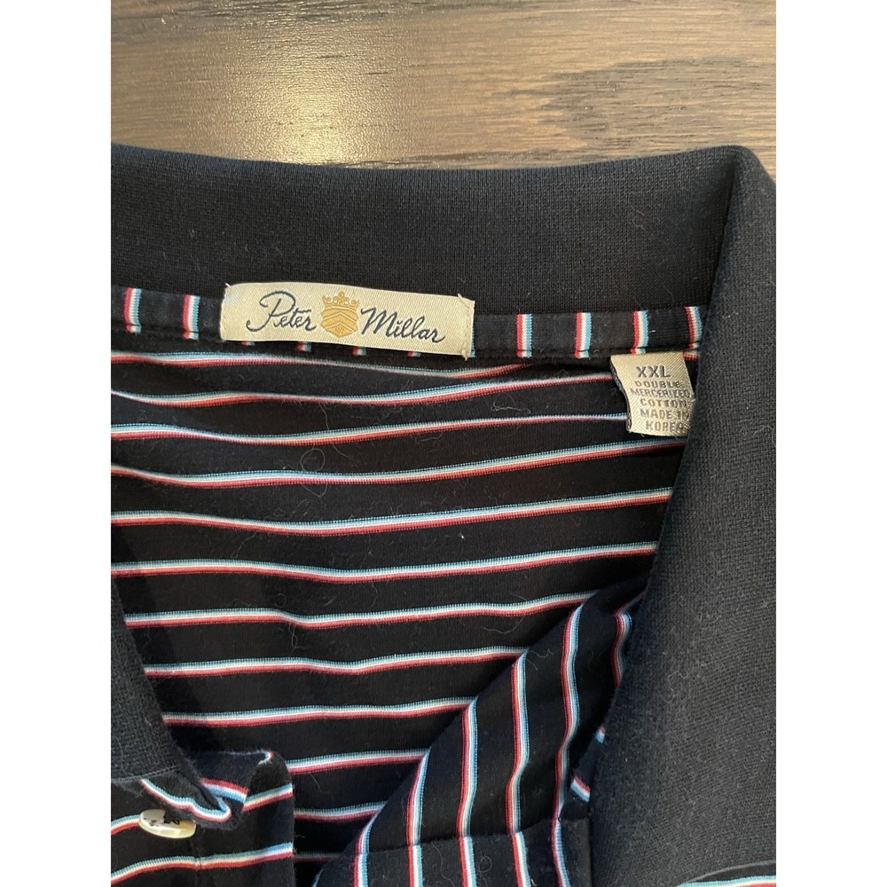 Peter Millar Men's Black Striped Polo Shirt XXL East Lake Golf Club - Picture 3 of 5